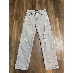 Gap‎ 90s Loose Jeans Womens 4/27R Gray Distressed High Rise Acid Wash Denim